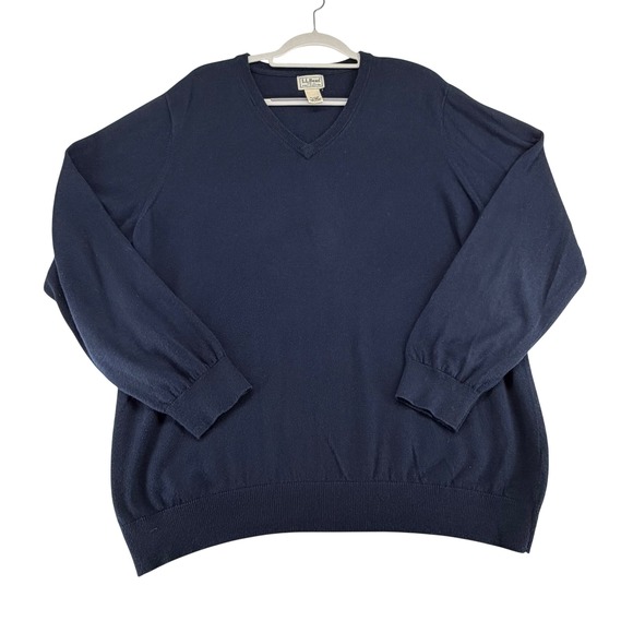 L.L. Bean Other - L.L. Bean V-Neck Sweater Mens XL Navy Blue Cotton Cashmere Preppy Minimalist